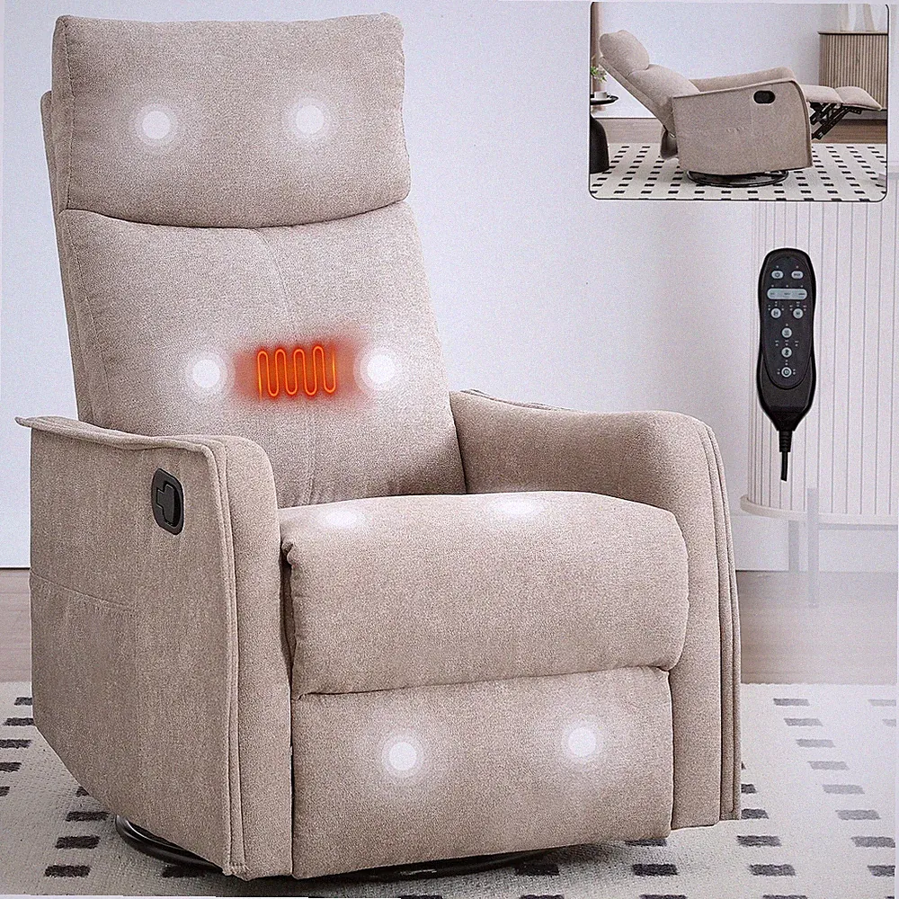 Massage Heat Swivel Rocker Recliner Chair Nursery Glider Manual Rocking Chair