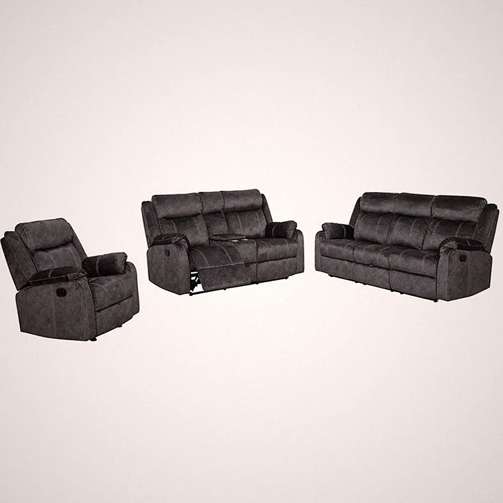 Pemberly Row Contemporary Gray Finish Fabric Glider Recliner
