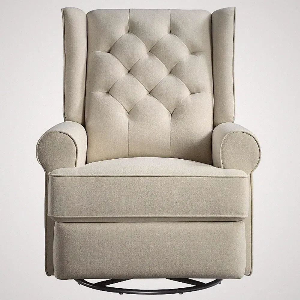 Pemberly Row Traditional Fabric USB Glider and Recliner in Natural