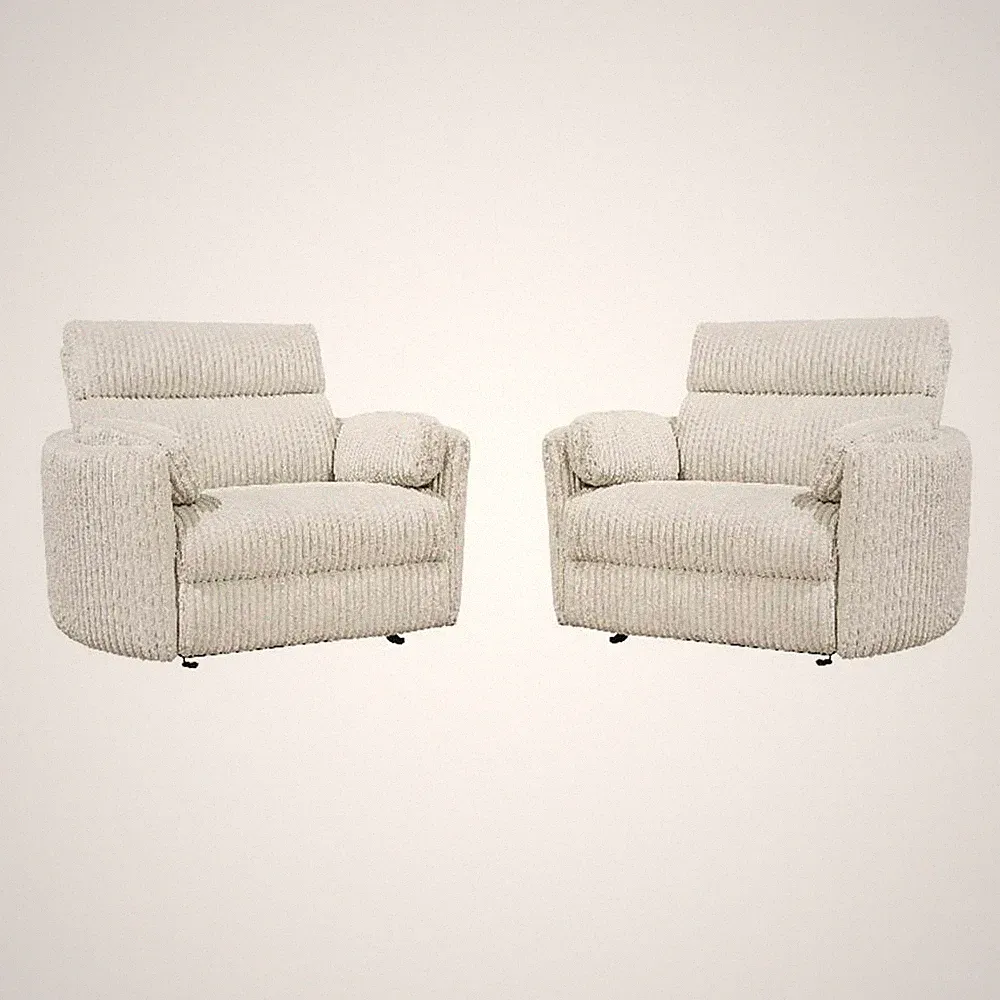 Pemberly Row XL Extra Wide Power Glider Recliner - Mega Ivory (Set of 2)