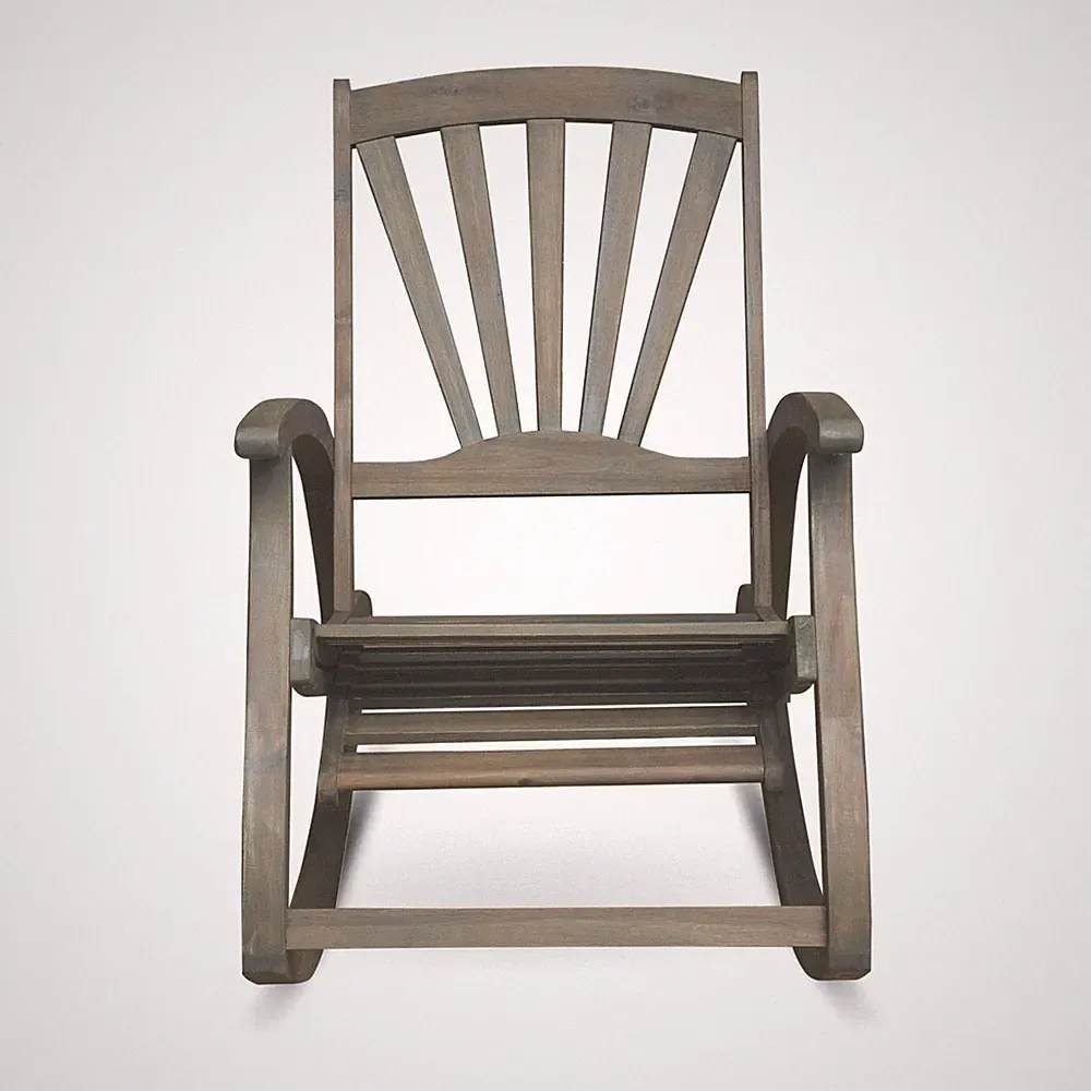 Reclining Rocking Chair with Acacia Wood Frame, Weather-Resistant Design &