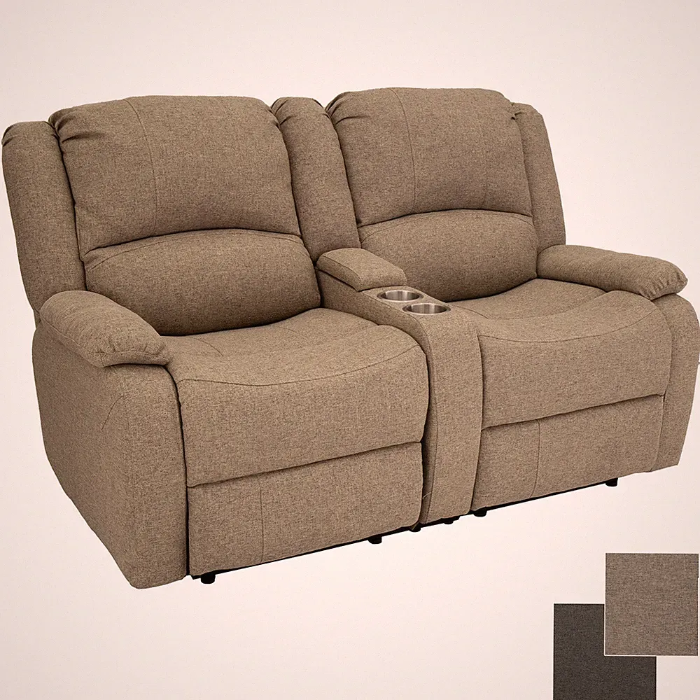 RecPro Charles 64" RV Recliner Loveseat with Console in Linen Cloth RV Sofa