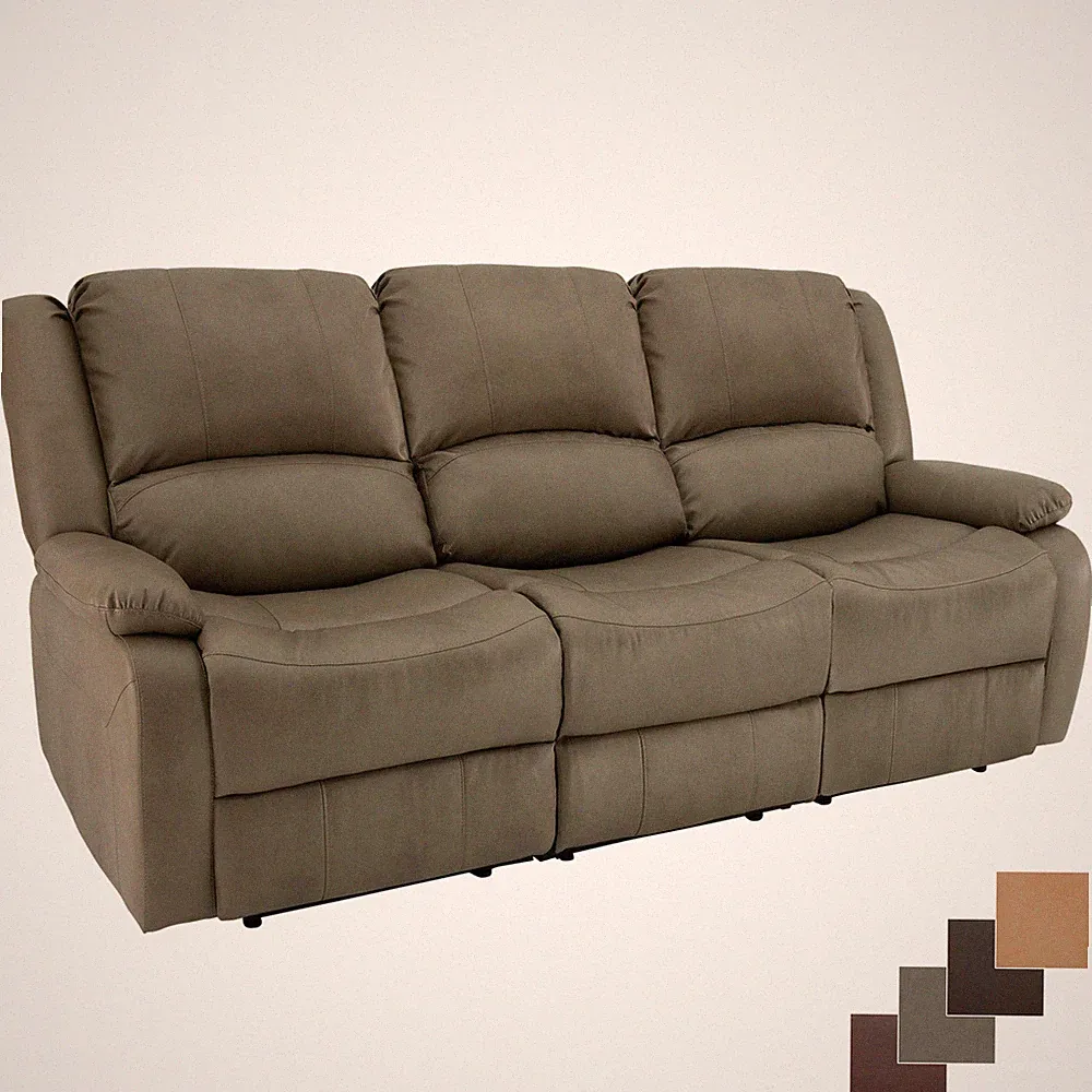 RecPro Charles 80" Triple RV Zero Wall Recliner Sofa With Drop Console Putty