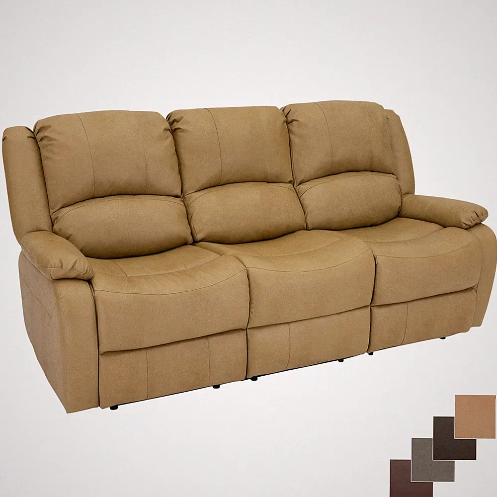 RecPro Charles 80" Triple RV Zero Wall Recliner Sofa With Drop Console Toffee